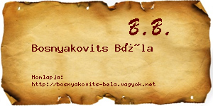 Bosnyakovits Béla névjegykártya